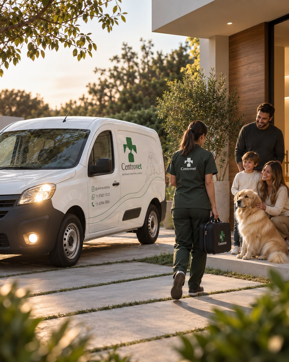 Van da Centrovet realizando atendimento veterinário a domicílio